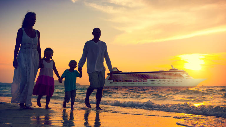 Family Children Beach Cruise Ship Relaxation Concept
