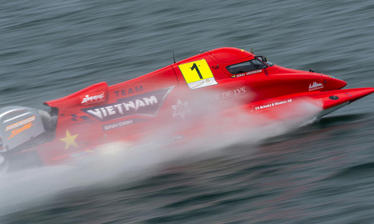 Vietnam's powerboat at the F1H20 World Championship in Indonesia on March 1, 2024. Photo by F1H20