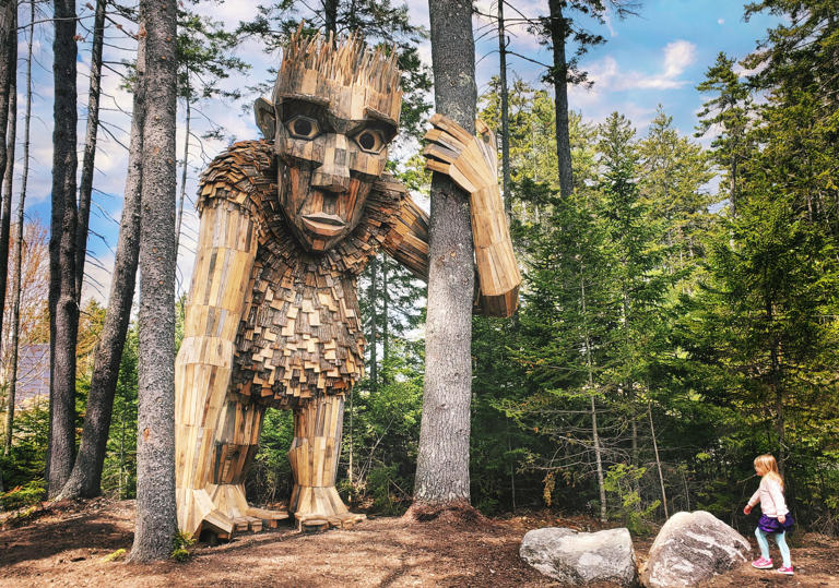 Roskva is one of five trolls at the Coastal Maine Botanical Gardens.
