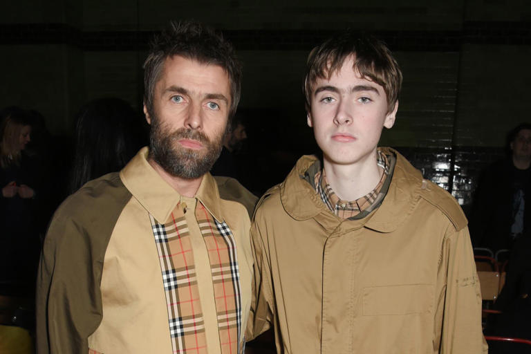 David M. Benett/Dave Benett/Getty Liam and Gene Gallagher at the Burberry February 2018 show during London Fashion Week at Dimco Buildings on Feb. 17, 2018 in London.