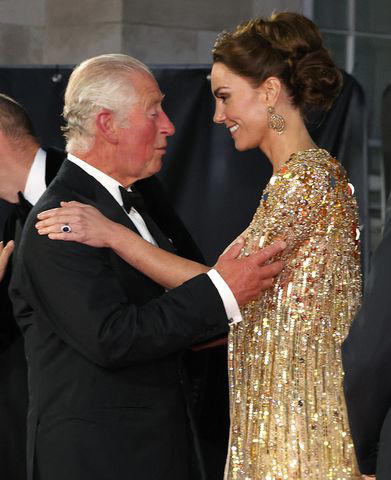 Chris Jackson/Getty From left: King Charles and Kate Middleton attend a movie premiere on Sept. 28, 2021