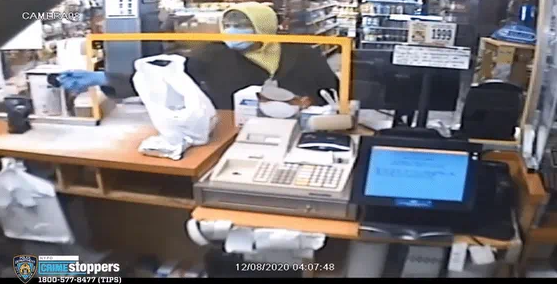 <p>It is not just the good guys using bear spray either. This image shows a robber deploying bear spray in the face of a clerk at a conviencence store before he removed the cash register in New York.</p>