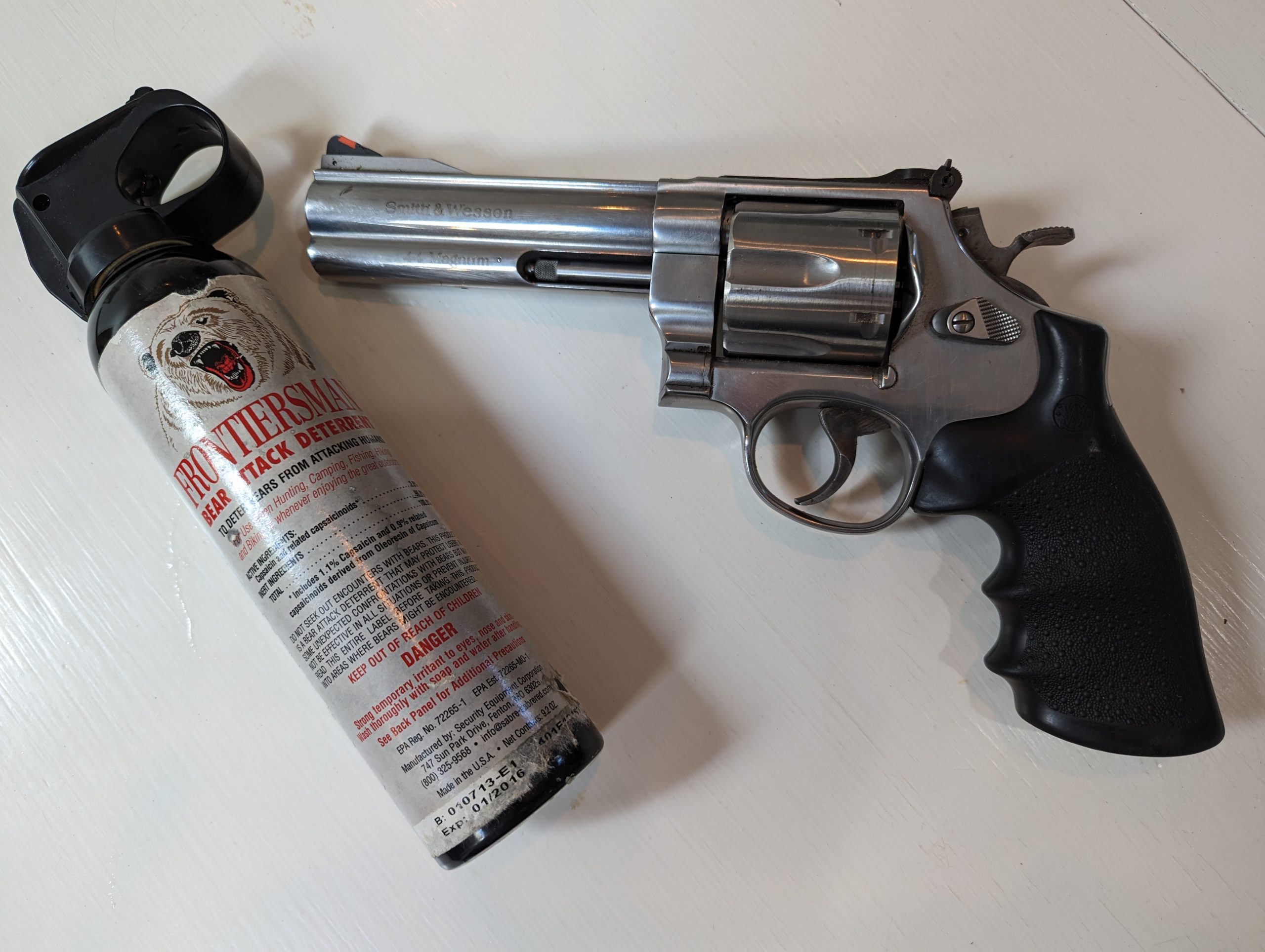 <p>Which offers better protection? At first glance, this question may seem like a no-brainer. After all, aren’t guns made to kill, while bear spray does not? Most bear sprays boast a capsaicin content of 2 percent, compared with 1.2 to 1.4 percent in most self-defense products. So is bear spray more effective in self defense vs bears and if so, wouldn't that also hold true for self defense in most other situations? What is more dangerous than a charging grizzly bear?</p>