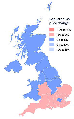 House prices fell in March, says Nationwide, as North-South divide emerges