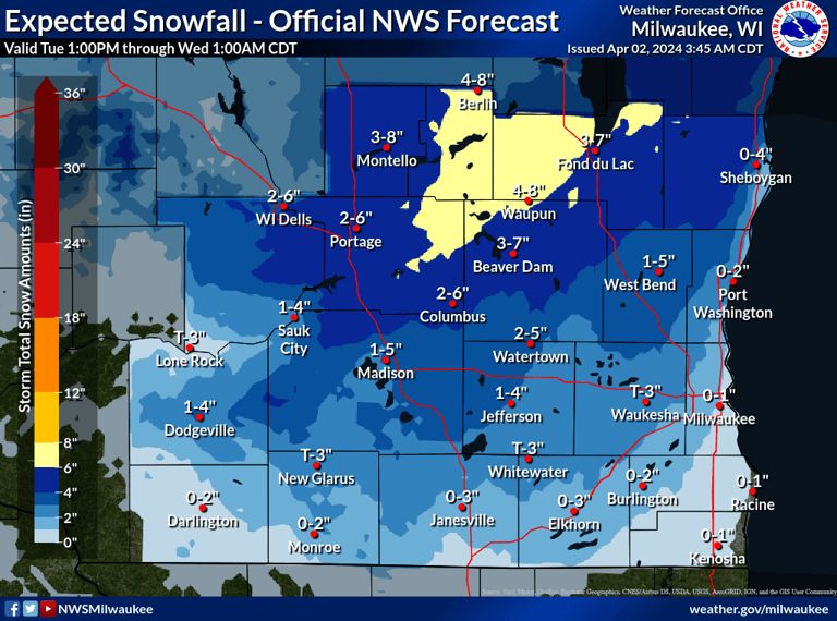 Wisconsin weather outlook: Snow total reports from Wisconsin ...