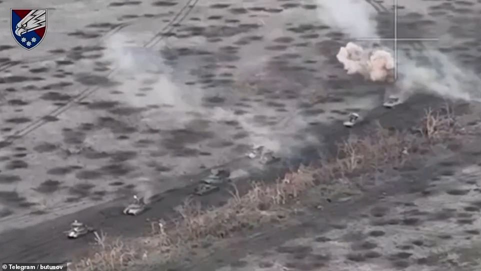 Incredible moment Russian convoy is destroyed on frontlines of Ukraine