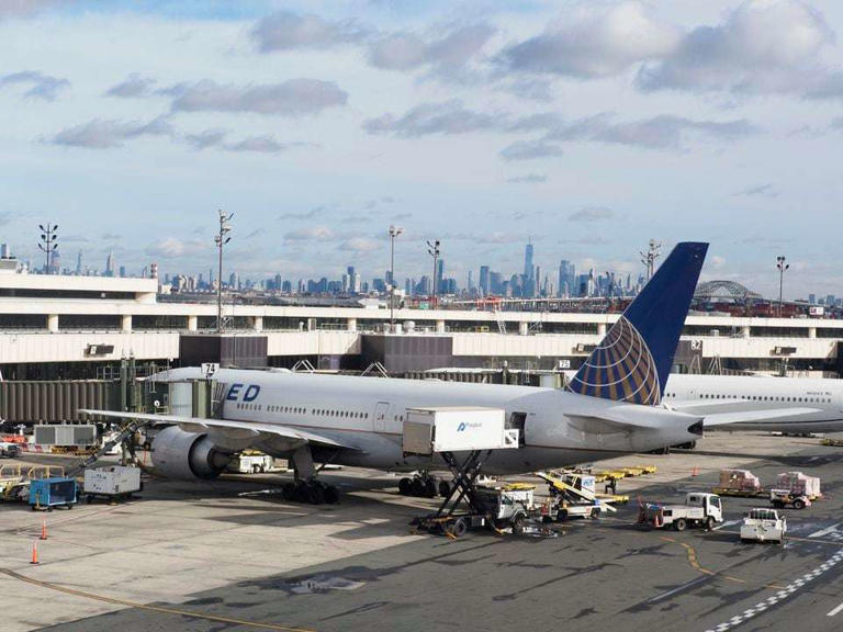 A United Airlines plane on the tarmac at Newark Liberty International Airport. New Jersey Wednesday, November 22, 2023.