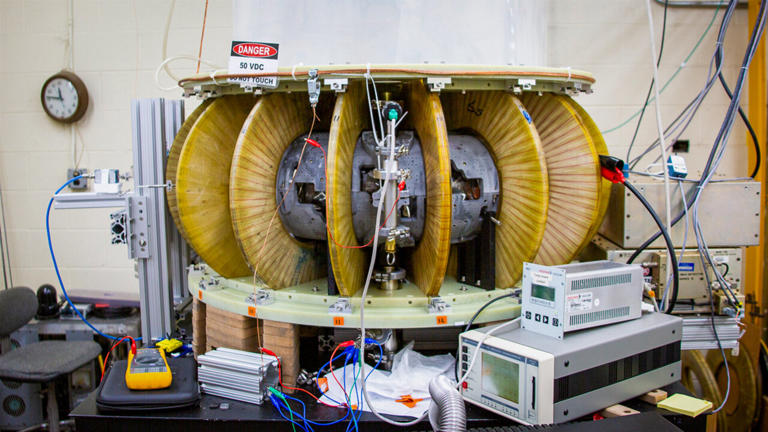 A photo of MUSE, the first stellarator built at PPPL in 50 years and the first ever to use permanent magnets. Credit: Michael Livingston / PPPL Communications Department