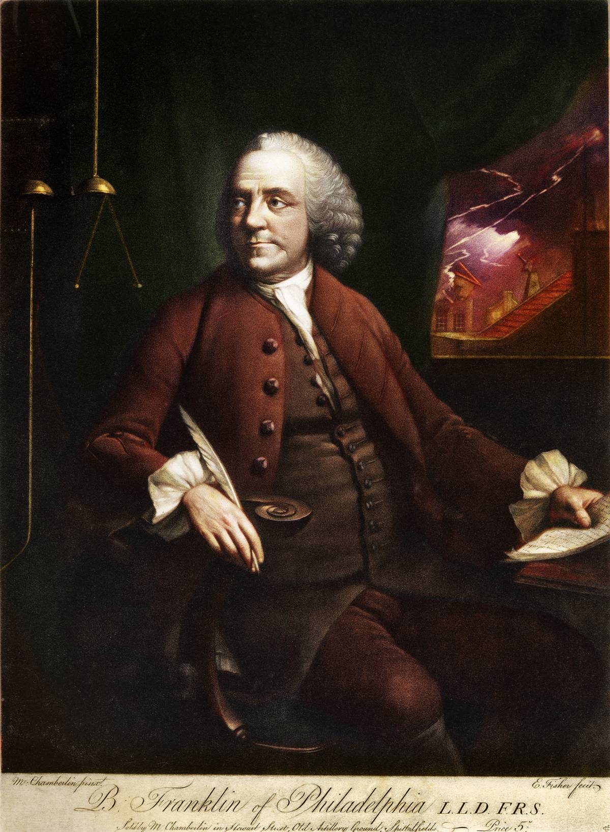 <p>In 1776, Benjamin Franklin was sent to France on a mission to acquire aid for the revolutionary cause. To dispel French misconceptions of Americans as rustic frontiersmen, he sported plain clothing and a fur hat - an image that became immortalized in his numerous portraits. </p> <p>This look also inspired Frenchwomen to wear large wigs fashioned into "coiffure à la Franklin". Upon signing the treaty between France and the United States in 1778, Franklin wore white headgear; even men followed this fashion trend.</p>