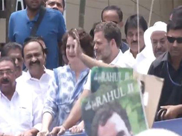 Congress leader Rahul Gandhi with Priyanka Gandhi and other party's leaders (Photo/ANI)