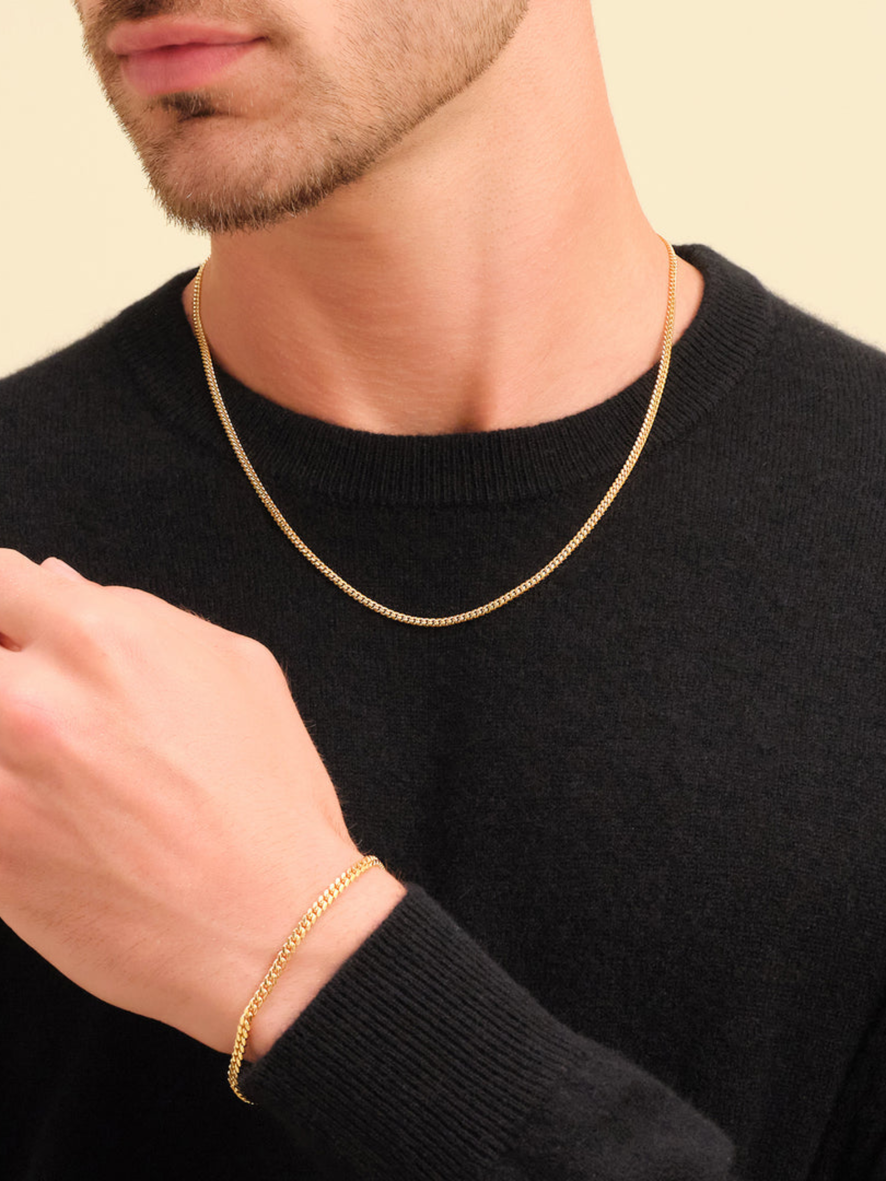 Here’s a starter set for subtle accessorizing. The necklace and bracelet duo feature a Cuban link design and is made of 925 sterling silver that’s then coated in 14K solid gold. $218, Jaxxon. <a href="https://jaxxon.com/products/cuban-3mm-cuban-3mm-set-gold?">Get it now!</a><p>Sign up for today’s biggest stories, from pop culture to politics.</p><a href="https://www.glamour.com/newsletter/news?sourceCode=msnsend">Sign Up</a>