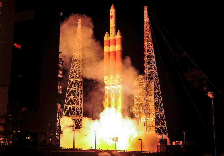 A United Launch Alliance Delta IV Heavy rocket lifts off in August 2018 from Cape Canaveral Air Force Station carrying NASA's $1.5 billion Parker Solar Probe on a mission to the sun.
