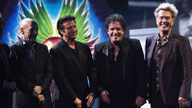 Steve Smith, Steve Perry, Neal Schon, and Ross Valory of Journey