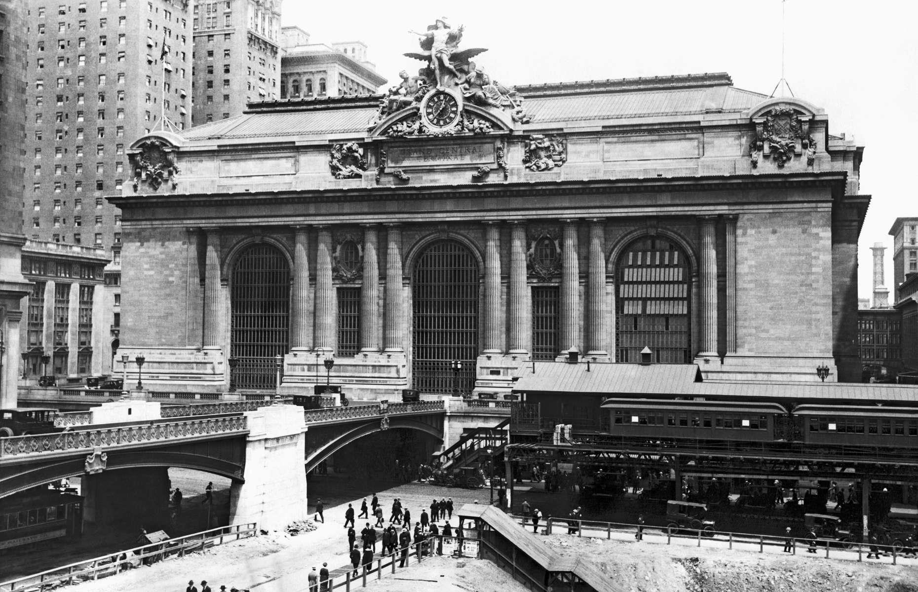 <p>Opened just after midnight on 2 February 1913, Grand Central Terminal quickly became the busiest train station in the US. The station as we know it today was almost lost forever in the 1950s and the 1960s, when it was threatened by proposals to build a tower block either in its place or on top of it. Former first lady Jacqueline Kennedy Onassis was instrumental in campaigning to preserve the building and the station was named a National Historic Landmark in 1976. Here it is pictured in January 1924, with early high-rises just beginning to grow around it.</p>