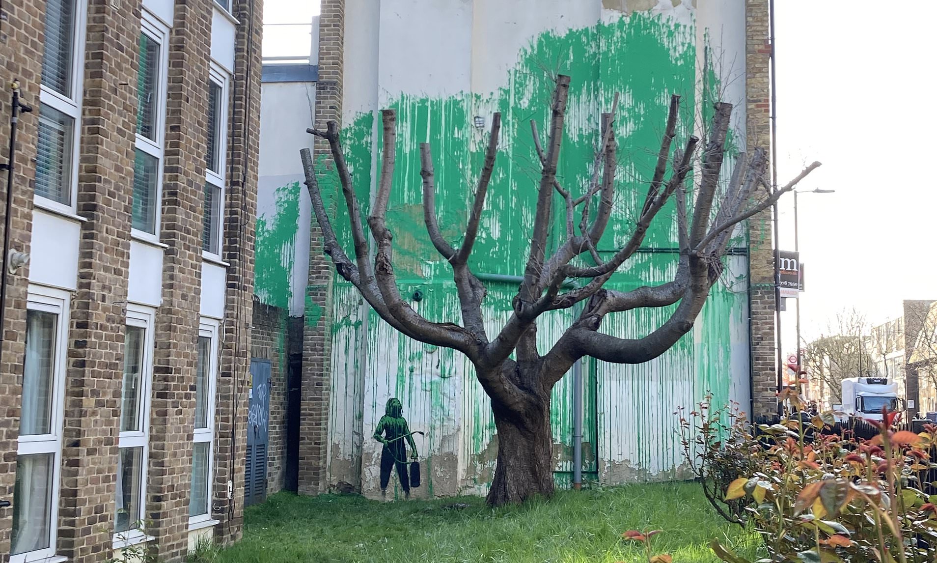 Banksy's Tree Mural Is Defaced After Just Three Days: Vandals Throw ...