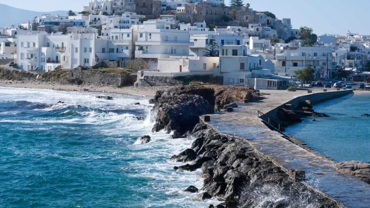 <p>Another mountainous Greek island is Naxos. This ancient island is best known for its Temple of Apollo ruins, which overlook the port town of Naxos. Most of the island is used for agriculture, such as olives and wine, which makes it a great place to visit if you are a fan of wine and food with fresh ingredients.</p><p>You’ll also need to visit Maragkas Beach, a 4-mile-long stretch of powdery white sand and perfect water where you can enjoy a whole strip of beach for yourself.</p>