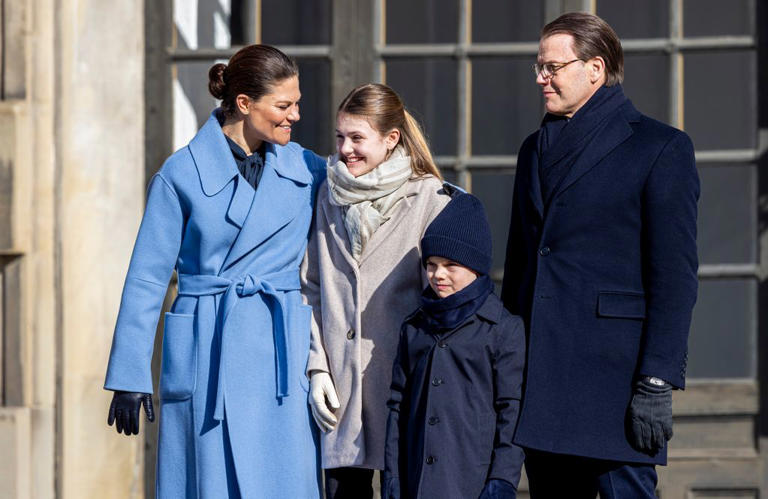 Victoria and Daniel with their children, Estelle and Oscar, on the Crown Princess' name day