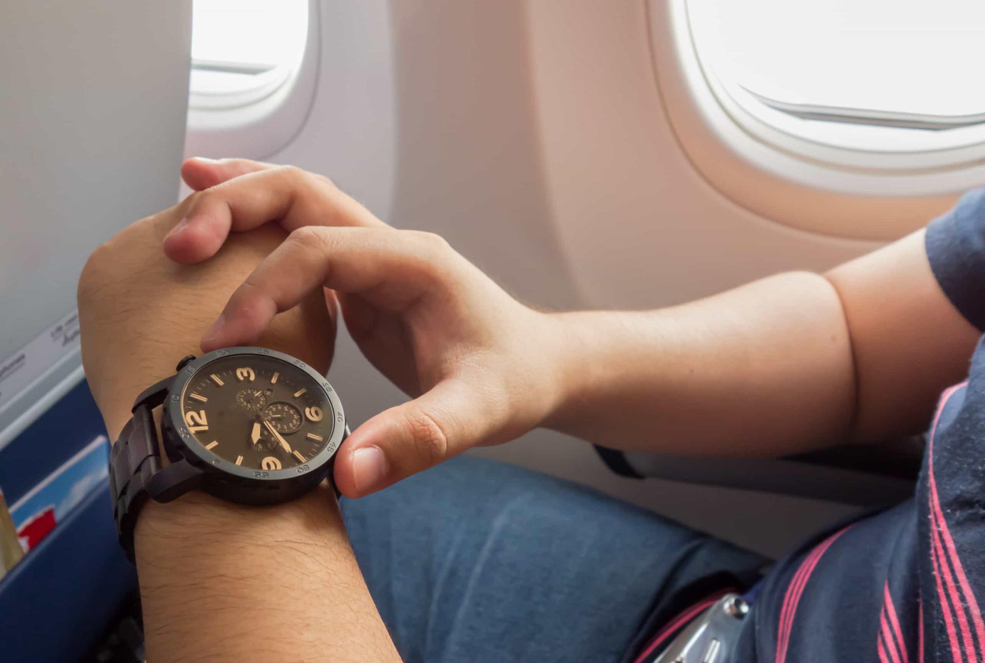 <p>It's important to prepare yourself for the time zone of where you're heading. When you get on the plane, change your watch to the local time of your destination, then alter your routine accordingly.</p><p><a href="https://www.msn.com/en-us/community/channel/vid-7xx8mnucu55yw63we9va2gwr7uihbxwc68fxqp25x6tg4ftibpra?cvid=94631541bc0f4f89bfd59158d696ad7e">Follow us and access great exclusive content every day</a></p>