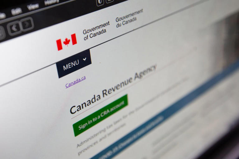Canada Revenue Agency website pictured on a laptop in Kingston, Ontario on Friday April 30, 2021.