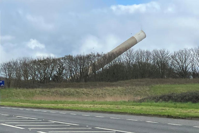 Video shows moment historic Anglesey Aluminium chimney is demolished