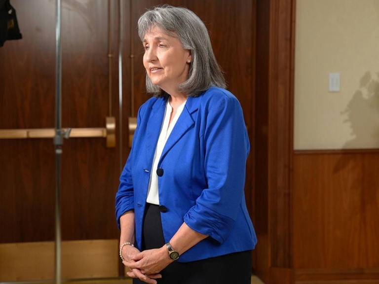 (Photo courtesy of The Church of Jesus Christ of Latter-day Saints) J. Anette Dennis, first counselor in the Relief Society General Presidency, speaks in the Relief Society broadcast March 17, 2024. She has now responded to the controversy surrounding her talk on "priesthood power."