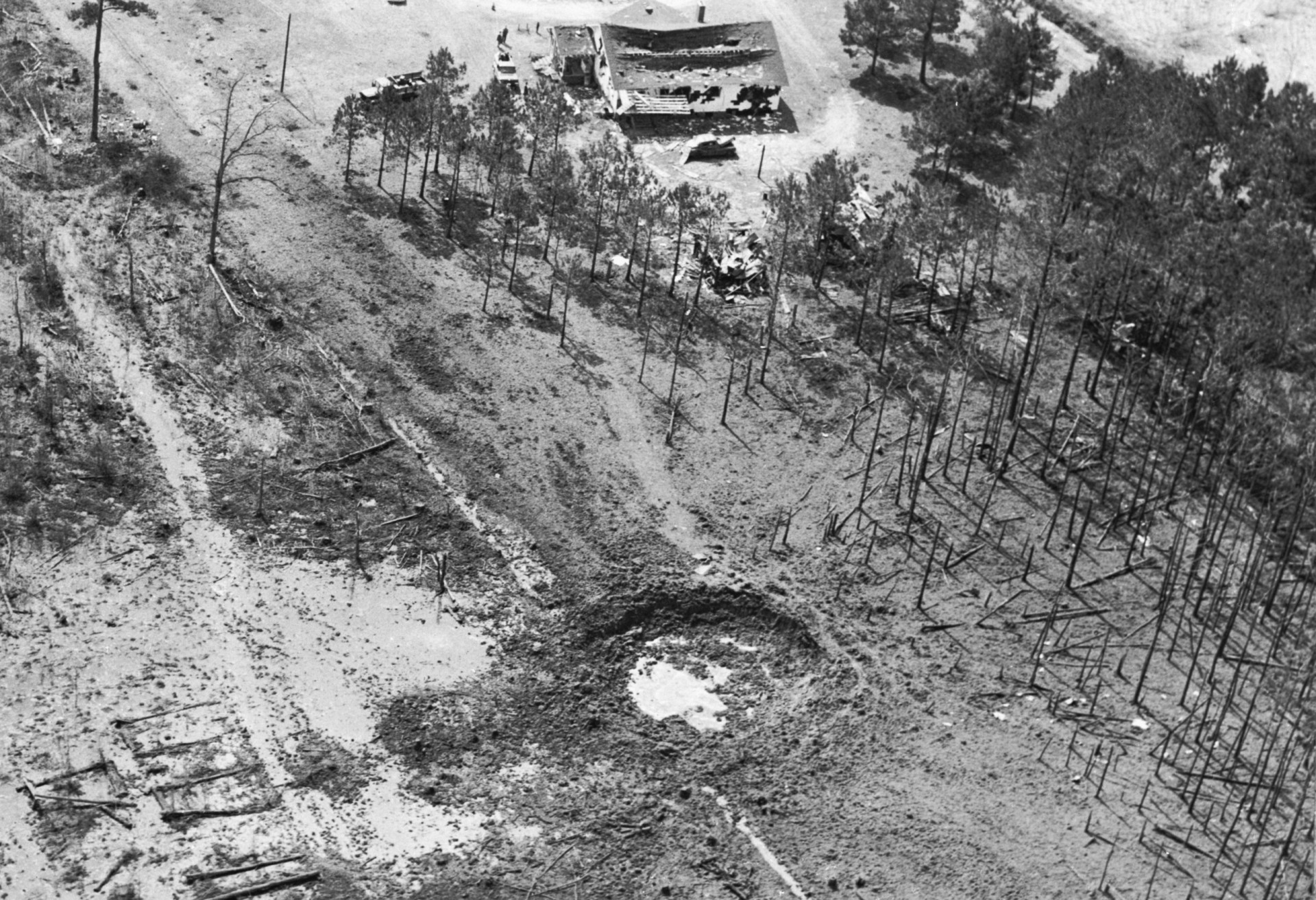 <p>On March 11, 1958, a US Air Force B-47 Stratojet with a nuclear bomb accidentally released it. The resulting explosion created a crater estimated to be 75 feet (23 m) wide and 25–35 feet (7.6–10.7 m) deep. It destroyed a local playhouse and leveled nearby trees. No one was killed.</p><p>You may also like:<a href="https://www.starsinsider.com/n/453899?utm_source=msn.com&utm_medium=display&utm_campaign=referral_description&utm_content=686881en-us"> Movies with surprising alternate endings</a></p>