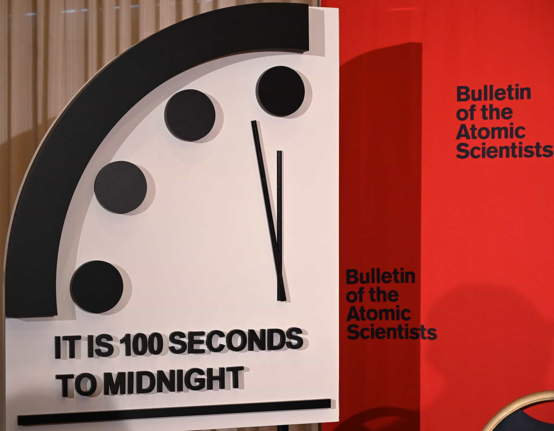 <p>In 2020, the unit of time was announced in seconds (100) to emphasize "the most dangerous situation that humanity has ever faced," according to the Bulletin of the Atomic Scientists.</p><p><a href="https://www.msn.com/en-au/community/channel/vid-7xx8mnucu55yw63we9va2gwr7uihbxwc68fxqp25x6tg4ftibpra?cvid=94631541bc0f4f89bfd59158d696ad7e">Follow us and access great exclusive content every day</a></p>