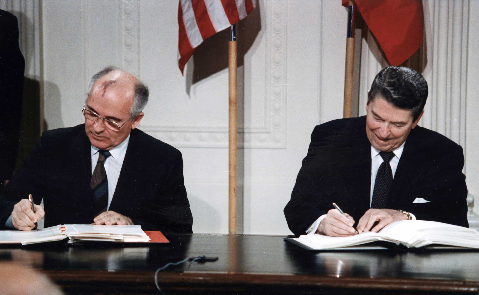 <p>A thaw in the Cold War sees the clock gain three minutes as Ronald Reagan and Mikhail Gorbachev sign the Intermediate-Range Nuclear Forces Treaty in Washington, D.C. on December 8, 1987, effective June 1, 1988.</p><p>You may also like:<a href="https://www.starsinsider.com/n/399001?utm_source=msn.com&utm_medium=display&utm_campaign=referral_description&utm_content=490923v3en-au"> Facts about the world's most-hated jobs </a></p>