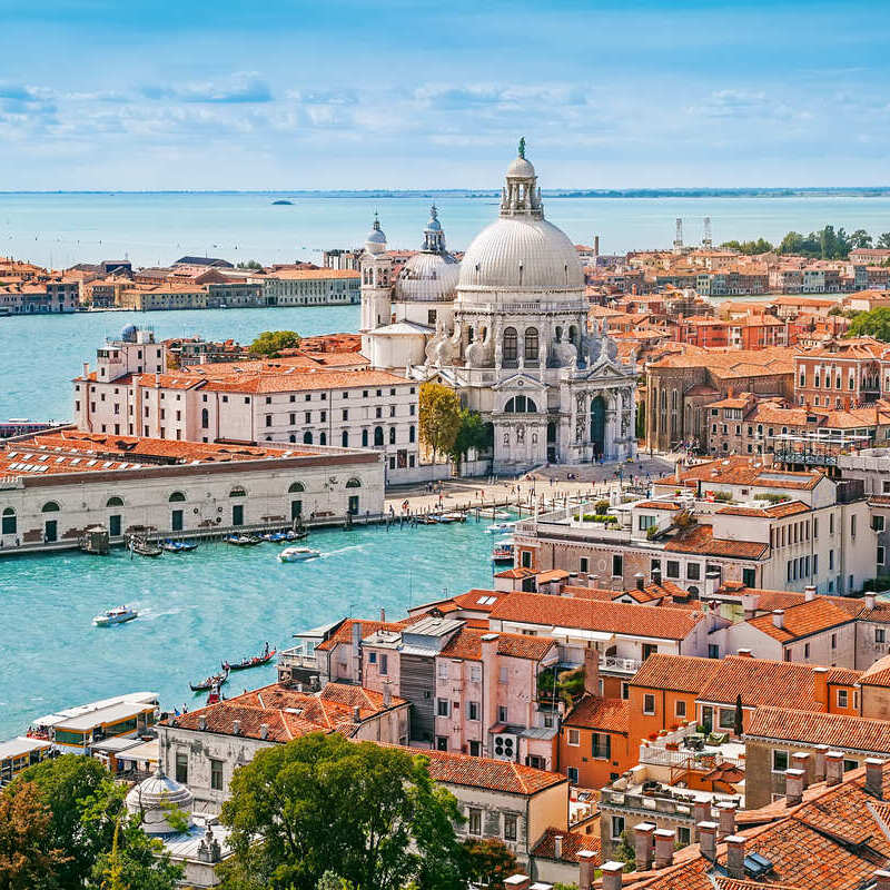 Aerial View Of Venice, The Canal City Of Italy, On The Adriatic Sea, Southern Europe
