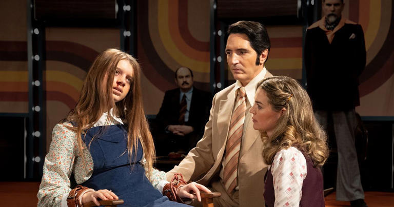 Ingrid Torelli, David Dastmalchian, and Laura Gordon in Late Night With the Devil . IFC Films and Shudder