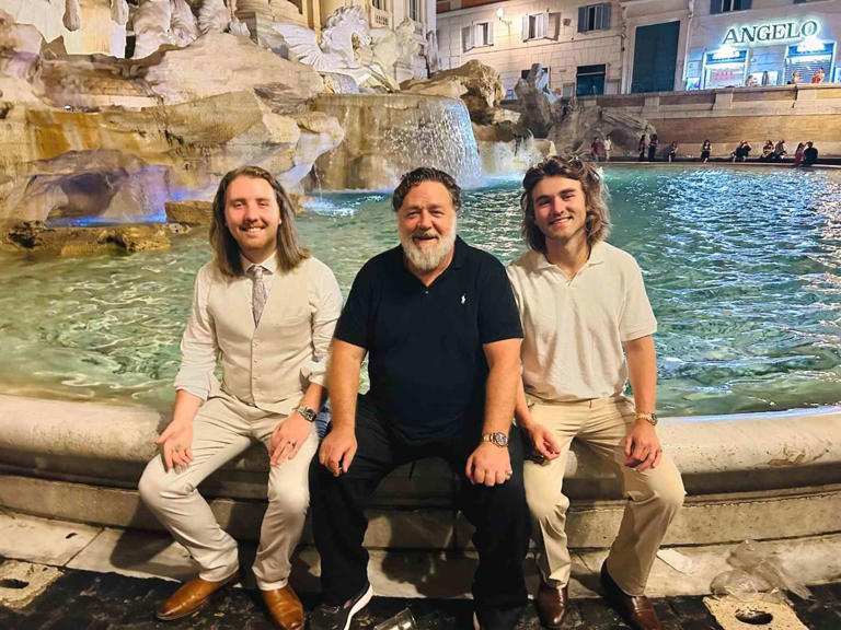 Danielle Spencer Instagram Russell Crowe and his sons Tennyson and Charles.