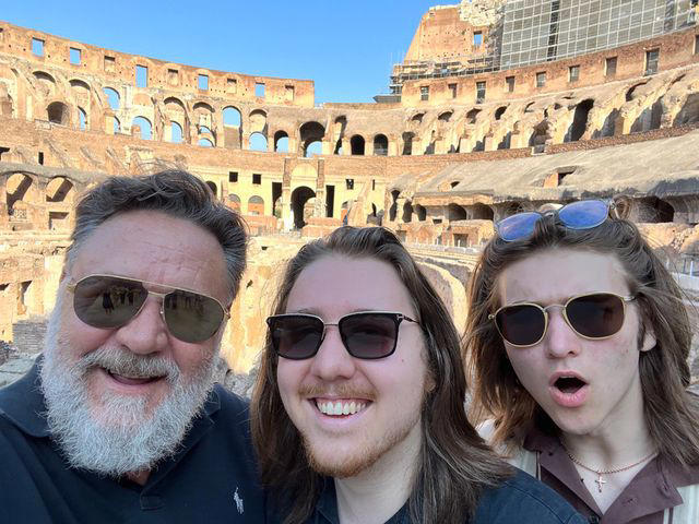 Russell Crowe Twitter Russell Crowe with his sons, Charles and Tennyson