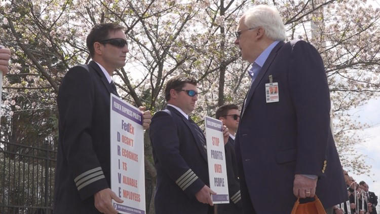 FedEx Express Pilots hit the picket line outside Memphis headquarters