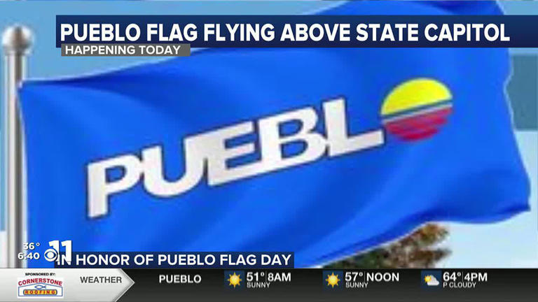 Pueblo flag flying at state capitol for Pueblo Flag Day