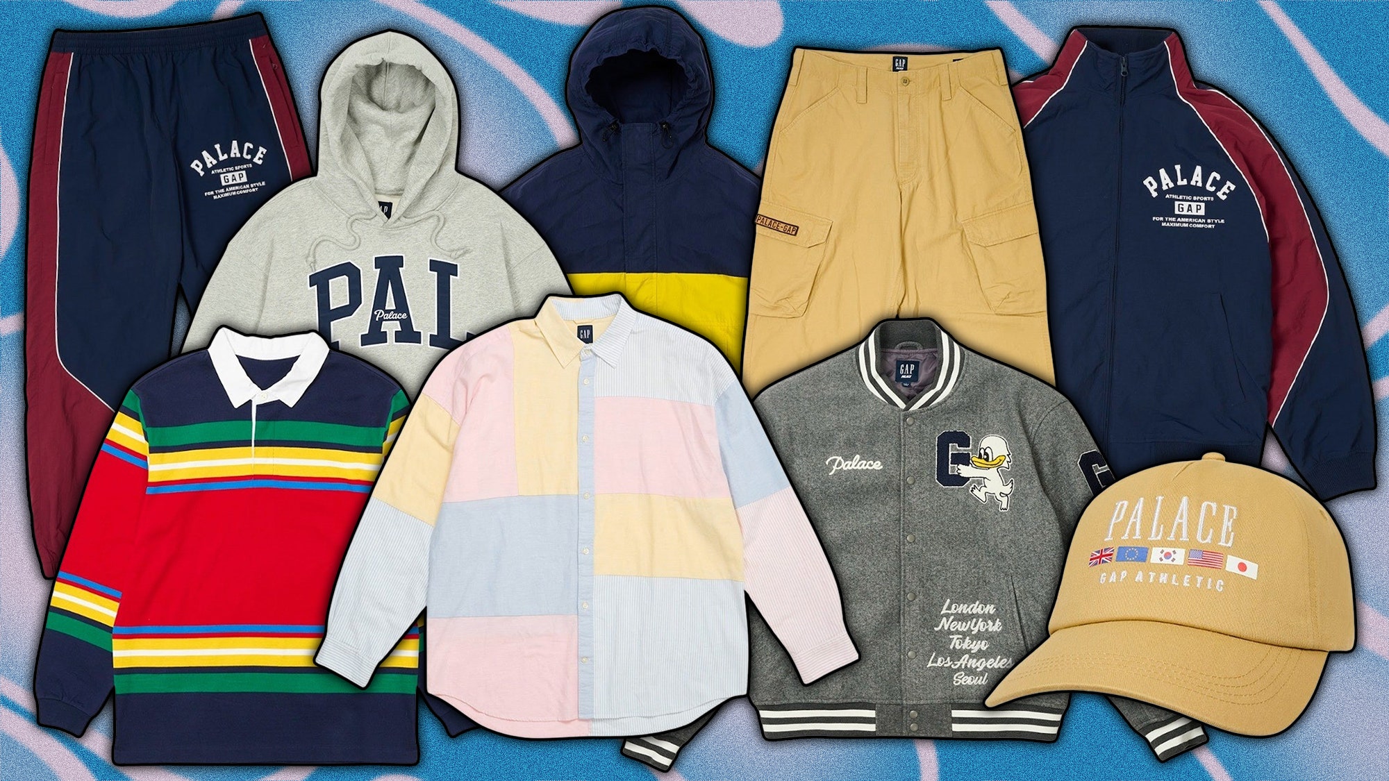 <p>How do you do, fellow kids? Pretty well, we'd guess—because Gap and Palace just dropped the cheekiest transatlantic link-up since Drake's On the Radar freestyle. Earlier this morning, the duo made good on Palace co-founder Lev Tanju's promise to bring <a href="https://www.gq.com/story/palace-fashion-profile?mbid=synd_msn_rss&utm_source=msn&utm_medium=syndication">his particular brand of smirking flair</a> to Gap's archives, via a collection jam-packed with future grails.</p>  <h2>Five Instant-Buys from the Gap x Palace Collab</h2> <ul> <li><strong>The Throwback Tracksuit:</strong> <a href="https://cna.st/affiliate-link/4faV53Q4psr3uZkpgB5okRp7xtEinvR14zrd2Go7zKjGYeTbTnK4VRzMjCQzRQ5pVjhYEsapmRkVoE3PWANzmFC5qcKG6UNdxGtmaHXu8Cmvbf45CH3sZaNf4WgXuG8oYxxbTuYLWrAH6HCQJgwsywD8H9mUdwNgGrQ8GQwK55P74v5AkuwLFvLNWMhhYFbowoxCsEoKcExHbGXMDaw1P4SocekmA6kBoaGrBcjaFe1GMTRrgK6pWMRY4nedSuTTPBEb2YvSCYRfMWu9gjsDV2thxn71sot4saqdU8TiWurBVzkD12dRhKh77rNuJDotB3atxTQHX4XkAUexfbdHpsx2YbbdK6yja1zBzD4q3wEGAdJK9H8Uc2ASN4V3YJ9YPrfqYCkYrP6UsN8iUhnBzaGe24sbRMmjCHfXUr5MHUmoUyPmu24ruT6ZWe7FAxgEdmhvMesWVazyN4n7WnyBuEEi2Mb9tdUiUL7PsF1z6odbQEuJJCCZLkeGWpE3vEniy4JSiraXfuLF2t26YGxzUCeBamdjGNYDhNhJPW74" rel="sponsored">Palace x Gap Track Jacket</a></li> <li><strong>The Pitch-Ready Polo:</strong> <a href="https://cna.st/affiliate-link/4faV53Q4psr3uZkpgB5okRp7xtEinvR14zrd2Go7zKjGYeTbTnK4VRzMjCQzRQ5pVjhYEsapmRkVoE3PWANzmFC5qcKG6UNdxGtmaHXu8Cmvbf45CH3sZaNf4WgXuG8oYxxbTuYLWrAH6HCQJgwsywD8H9mUdwNgGrQ8GQwK55P74v5AkuwLFvLNWMhhYFbowoxCsEoKcF8pnwZo6tj9Yq2wf6DGiJixoBMy8xkrQWNsmHy8b5CJuirvXXeWxtCRH2UJYvB8xtWY9pXiAZDdaMoU3jLJyVqyjebT9DDWRoEyqESf9VddbxxJKLMbPTpvuS9PwKBfSdaqrzYLwvQRxVUbjNN5x89a5SemUuXVsq5MJEt9AweNtgK9b3ByrXCgkYR7uAVG7vvR4oqDsJfneugveXfZW1CSuuAzi5YfaeeexUZSndCnCtkA2jqDyCrs4L1N4tbsFQE9NmG2aTtGsNCKdszhbHYfxsqDYpuARRs6FQdKXE8w2DcKAXVraiAwLi7S9RHoZ5dwdUZzDhm8KHSkzP18rpRzBvDTfhnJ" rel="sponsored">Palace x Gap Stripe Logo Rugby Shirt</a></li> <li><strong>The Swishy Cargos:</strong> <a href="https://cna.st/affiliate-link/4faV53Q4psr3uZkpgB5okRp7xtEinvR14zrd2Go7zKjGYeTbTnK4VRzMjCQzRQ5pVjhYEsapmRkVoE3PWANzmFC5qcKG6UNdxGtmaHXu8Cmvbf45CH3sZaNfDUhW3y7bDhQpAyz6if29k61vyPDHunQBySAPx6seCmP2kqPny2ogsTBxbjsicoWPC5af8PrBXYmMjWtAPXvD2qRuXPdWEgSQs6vsGcnWbinEpaE8WrjAA7ingtQLCXMLg8T2p2pxxZGd2E7kTpCDDUoqNLuxYz2849eRAH8kj5G2X7rUDbc7R46AkFH2eCn9xEJsZFpmnQxFgHVzEtqu5HpbVbQoUrXvw9R8M3X7KCbVnvW9QNj224k2dQEhzua9pb6fsVxKwVAFGkYsQzekayRDQgExW11GJ63DGTJ3SfdDsfkiVocZupesDPHD2PdPmATFowznDi8aJpMHZKeXbCtv5kqn7Zbiw6eRSKvDdKgWKGZps74rvgsSSiNPAsHUHawTR2UE6LxwFnU5bdNpCjkCMB5svBHvd2L6rqBbqRkpcHfG" rel="sponsored">Palace x Gap Cargo Pants</a></li> <li><strong>The Color-Blocked Button-Up:</strong> <a href="https://cna.st/affiliate-link/4faV53Q4psr3uZkpgB5okRp7xtEinvR14zrd2Go7zKjGYeTbTnK4VRzMjCQzRQ5pVjhYEsapmRkVoE3PWANzmFC5qcKG6UNdxGtmaHXu8Cmvbf45CH3sZaNf4SWkKTpJTtemspNFQjpjDM84pqpwz5YmkABSEdTF1zY7JEmKxqYZ2SMkZrEc1Jq1xzfYRoYzV3wmR7waHrSgQh7RErFztyEGA67EadozYQuBcbDLKYLiFDHXnUnRp8jt2Zeg1upwRhNVr9oWB9tCX5eQsGP5THNvuE9wRvXfFCneNzZW29BSdH1bwv9iD6NfPqPZ5zKUZahDVMAMVyxy4MaNaSpEvkK8eK5dDyueMiHT8fkQMpXPYyZZ7x2dC3Um5gn2uTqW5PAsEMM8cLFsfhnAypHNywpEr7F2jzPfT7CcWDsUMVu2MgVvnyvaqfrm6q4kKyhhxyjMAu7AZ3q4TWJBT2pfbcCNXp7t7CUEh3X4mGvzkMHqtBjpw1iLNNH2SHFmV68MuLAZ8hVcEnkTBaM6TyZUyE65phYDupdryuicq7Tg" rel="sponsored">Palace x Gap Oxford Shirt</a></li> <li><strong>The Covetable Carry-All:</strong> <a href="https://cna.st/affiliate-link/4faV53Q4psr3uZkpgB5okRp7xtEinvR14zrd2Go7zKjGYeTbTnK4VRzMjCQzRQ5pVjhYEsapmRkVoE3PWANzmFC5qcKG6UNdxGtmaHXu8Cmvbf45CH3sZaNf4UeFsRp9hcejcQTV7vcNkufts1HbYpgGkL6wUJDPrRStPU9npGpDmxwC4HmCgvbW7pGAnJ4fDAdoiZFFVVkvn7CC3GB6T7tRvkEDjY6iKr8Hareu97ThnfuKh4tDJ7Vbgs2o68eV7CSVWq5FL6cz2oz6MoEuH2i2Akc2Kd4g12LXF4RKXhzaX6EN5FGE19gJtAdW1JgaFYHXWvz8gwb6HcX2makKyvV699dUfXYv1JgQX4aGT4dZneZ4Y4YhSo9RSiMVgGhTzRjZWM2ZMe4MJALF7kBmhQJrmbhJD343MUDhKxPqqntAyXjFktjhffGEHkcRSvnHURKhnq61KLFRWYSEJBTbki17DFtdtVM2p35VRaUnSVS8wvg8X9ApgFxLd9AutZeCU1vu3j9JLJuJfucHkCEP7iN74aKqpBx4dHC84QPt" rel="sponsored">Palace x Gap Packable Backpack</a></li> </ul>  <p>As teased in <a href="https://www.gq.com/story/palace-gap-collaboration-lev-tanju-interview-2024?mbid=synd_msn_rss&utm_source=msn&utm_medium=syndication">an exclusive interview with GQ</a>, Gap x Palace is riotous romp through the American retailer's backlog of hits—each imbued with a jolt of Palace's signature pub wit. There's a sure-to-sell-out riff on Gap's <a href="https://www.gq.com/story/best-hoodie-is-really-cozy?mbid=synd_msn_rss&utm_source=msn&utm_medium=syndication">legendary logo hoodie</a>, a boxy oxford shirt chopped-and-screwed to colorful perfection, and, naturally, a dual-branded tracksuit done up rich shades of navy and red. The whole lot feels very fresh and very right now—and it's not going to stick around long.</p> <p>Per Tanju, the collaboration pays tribute to the ‘90s-era skate legends of the Bay Area (still home to Gap's HQ today) filtered through the lens of the kids who worshipped them. Funnily enough, one of those kids was Tanju—so he tasked his team with emboldening Gap's reliable basics via retro-tinged motifs and a Crayola's box worth of peppy hues.</p> <p>Keep scrolling to see a few of our favorite picks from the Gap x Palace collaboration below, which includes the British label's first foray into kid's clothing, or makes moves to <a href="https://cna.st/affiliate-link/o8L68hTJD56Qu5T93DmXW5j7K9U3fnPMcKebbRuV1sib8EkXuqMMwnZLAKMtGsJkHUW7dVFN6hmathGga5F2B3eXYWKYDqerhgrbtWftH6Gj8ugjc" rel="sponsored">either</a> <a href="https://cna.st/affiliate-link/2QvS63bbj2Qv6QLSkr5FcvtLtQDDwnojv9nFqZVpS9DCDyGMietDVUEgZRvSt6X71DWkHUHGsKvoU7yUtVXzhYLGVhy7q5E2eeFWmDhGF4axQ85Xuvt2URE1Gi4VDTe4yA3CG3DMARPrKn7T21Zk" rel="sponsored">brand's</a> site to browse the collection in its entirety.</p><p>Sign up for GQ’s Daily newsletter and get everything from breaking fashion news to celebrity profiles to exclusive daily deals sent straight to your inbox.</p><a href="https://www.gq.com/newsletter/daily?sourceCode=msnsend">Sign Up Now</a>