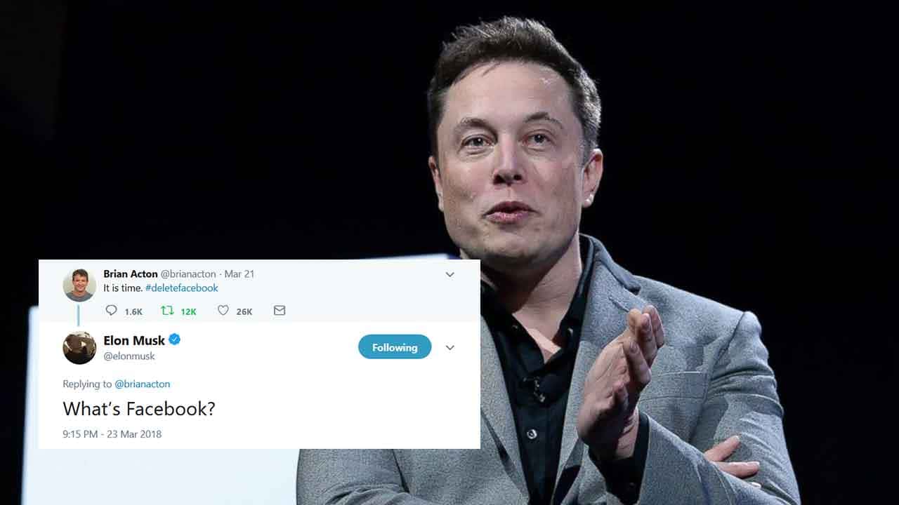<p>As the CEO of SpaceX and Tesla, Musk deleted both companies’ Facebook pages after the #DeleteFacebook phenomenon. He claims he didn’t even realize either company HAD a Facebook page.</p>