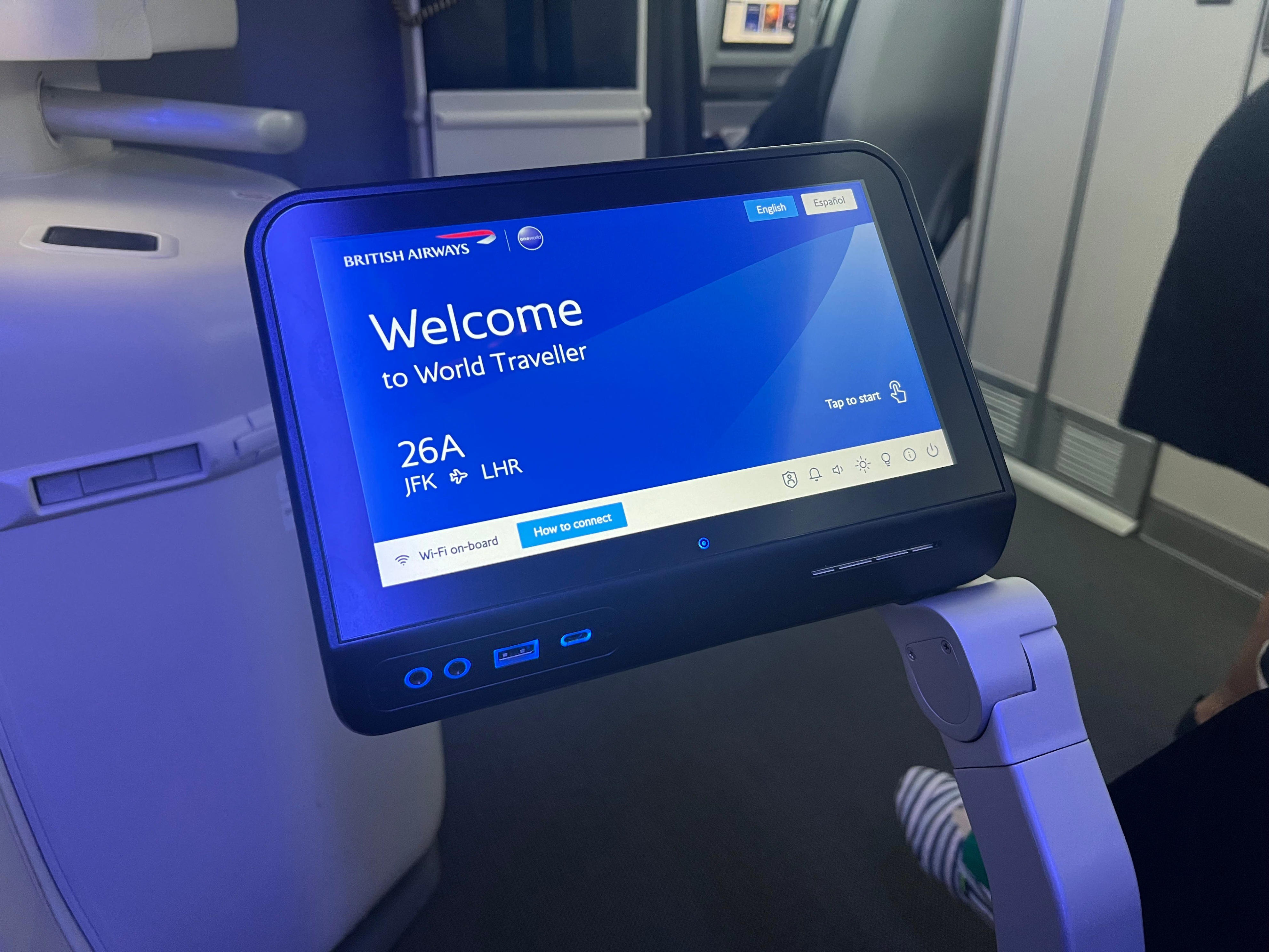 <p>I was assigned a random seat at check-in, so I didn't have much choice. However, I'll take the extra legroom — the up to 38 inches of <a href="https://www.seatguru.com/airlines/British_Airways/British_Airways_Boeing_777-200B_2.php">pitch</a> was better than the 31 inches offered in the rows behind me.</p><p>31 inches for standard economy seats is on par with competitors like Delta, United, Finnair, and Virgin Atlantic Airways.</p>