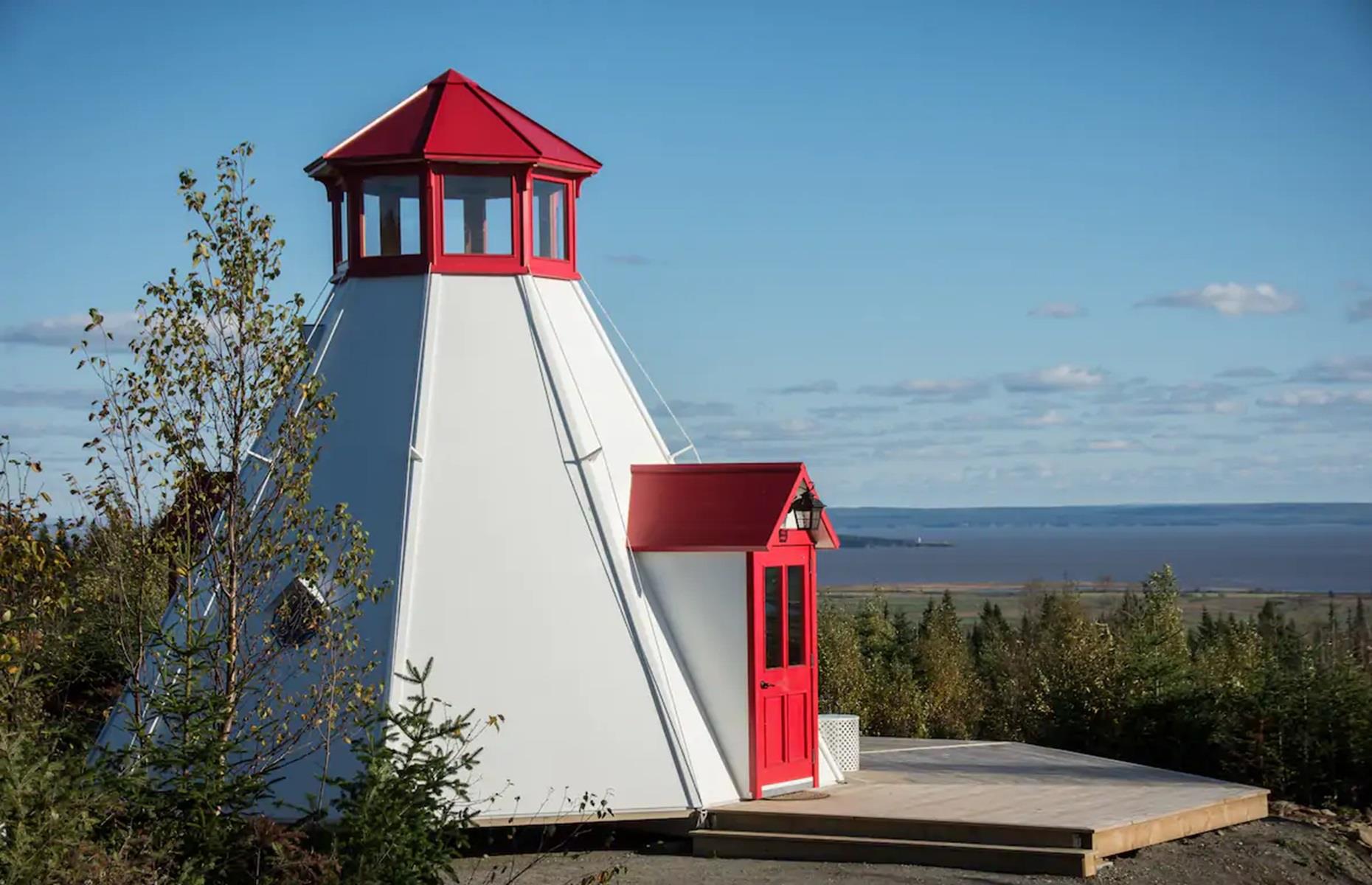 <p>There are plenty of quirky and surprising properties in Canada and this is just one of them. Located close to Fundy National Park in Hopewell Hill, New Brunswick, this <a href="https://www.airbnb.ca/rooms/34564640?adults=1&category_tag=Tag%3A8225&children=0&enable_m3_private_room=true&infants=0&pets=0&photo_id=750354849&search_mode=flex_destinations_search&check_in=2024-02-01&check_out=2024-02-06&source_impression_id=p3_1706100388_oZ1ytxSA5S1SMLpv&previous_page_section_name=1000&federated_search_id=96c12aa7-b991-4424-b9aa-06dddb08ca3a">lighthouse-themed tiny home</a> is weird and wonderful in equal measure.</p>  <p>Secluded on top of a hillside, with sweeping valley views, the pad would provide an unforgettable stay.</p>