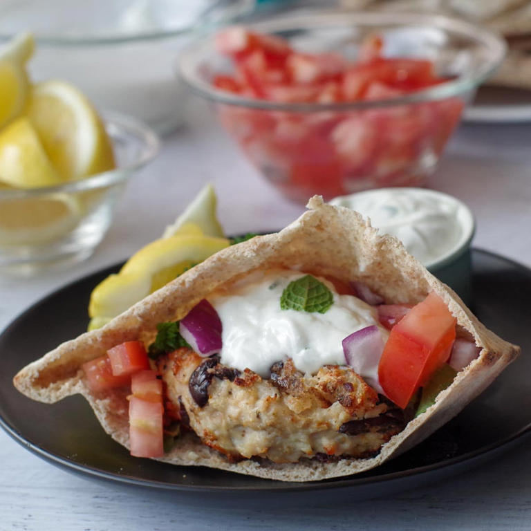 Grilled Greek Chicken Burgers