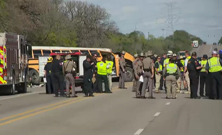 First responders on Friday afternoon responded to a deadly crash involving a school bus and a concrete truck that left at least two people dead and dozens more injured in Bastrop County.