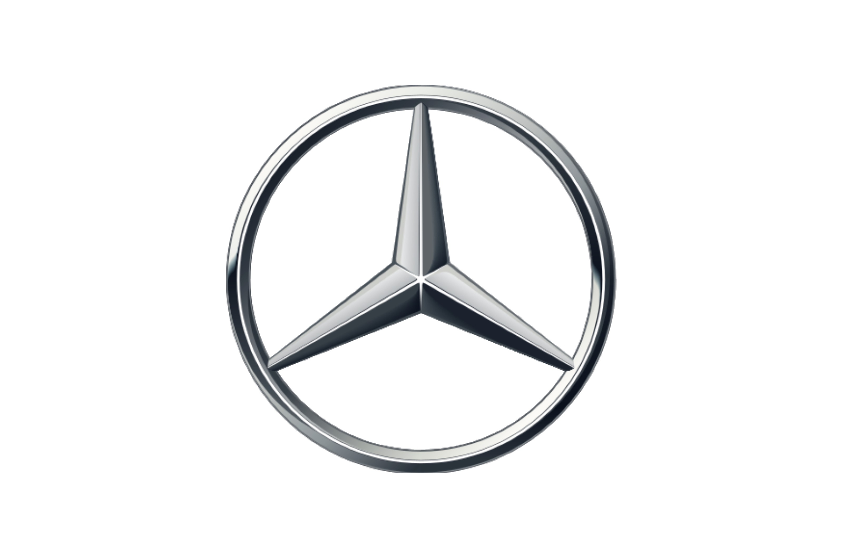 <p>The three-pointed star was first used by Mercedes as early as 1909.</p>  <p>To begin with, there was nothing surrounding it, but in 1916 it was placed in a circle for the first time. When Mercedes merged with Benz 10 years later, the border of the circle was enlarged so that it could include the Benz’s laurel wreath emblem.</p>  <p>The Benz reference didn’t last long. The logo soon became simply a black star within a black circle.</p>  <p>It was later adapted further, taking on a metallic, three-dimensional look which Mercedes-Benz, contrary to current fashion, has not so far flattened.</p>