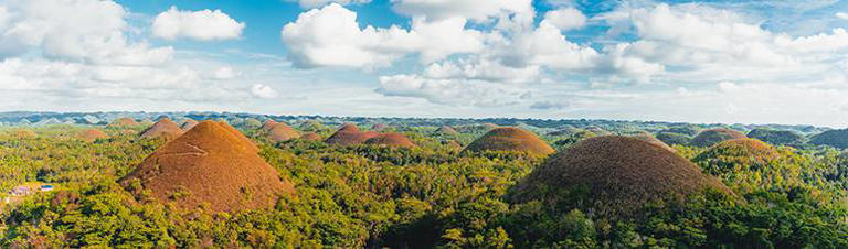 The Chocolate Hills in Bohol is one of the popular tourist destinations in the Philippines.