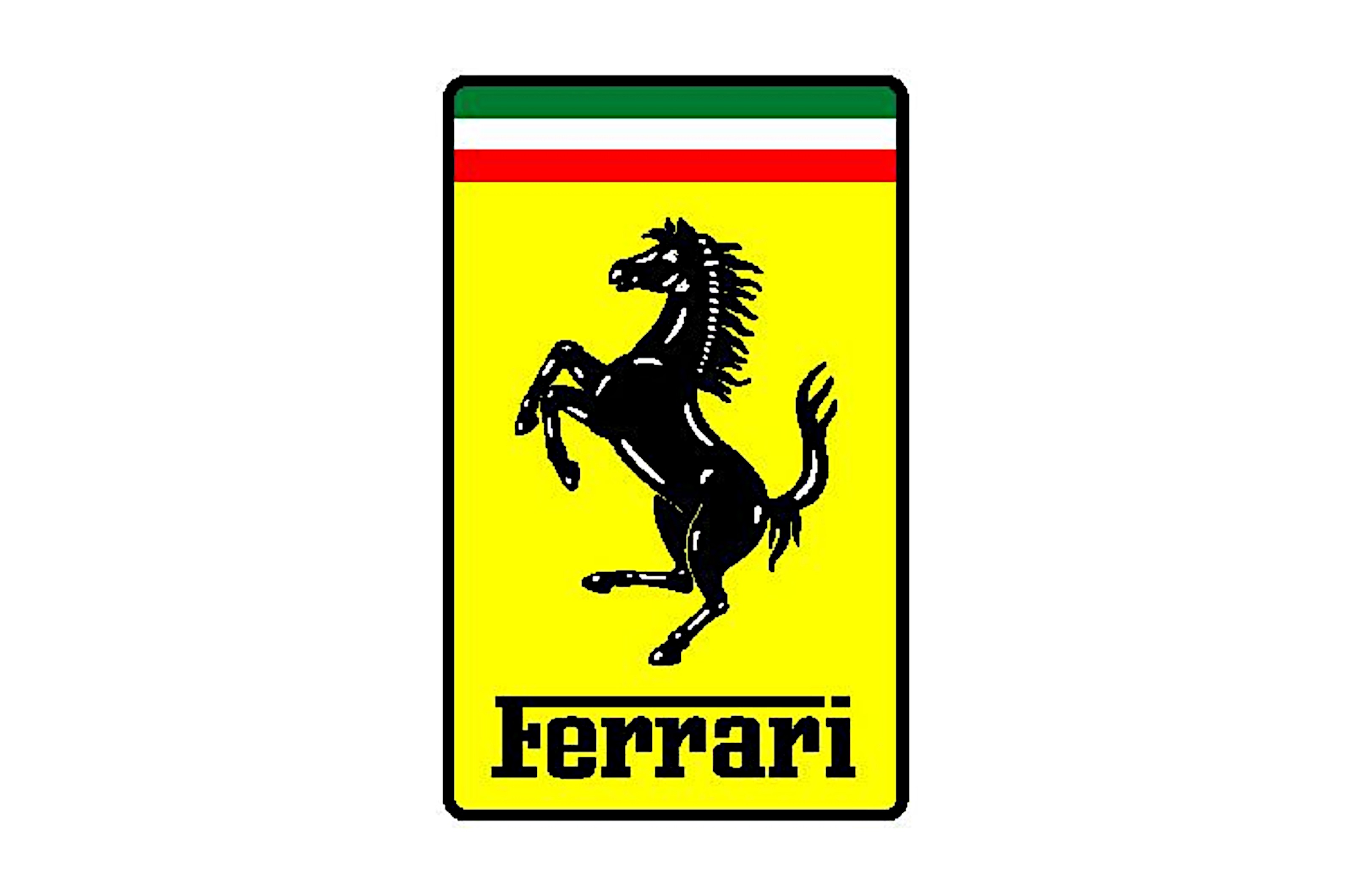 <p>The cavallino rampante, or prancing horse, has been part of the Ferrari logo since Ferrari was a race team rather than a car manufacturer.</p>  <p>It stands in an upright oblong (or sometimes a shield) under the colors of the Italian flag, and on a yellow background which may stand for Enzo Ferrari’s home town of Modena, whose own flag is partly that color and partly blue.</p>  <p>The horse is similar to the emblem used by the fighter pilot Count Francesco Baracca, and was suggested to Ferrari when Baracca’s parents presented him with a trophy after he had won a race in an Alfa Romeo in 1923.</p>  <p>The Baracca family’s coat of arms has a similar horse, which is probably where the Ferrari one came from, but another can be found on the flag of Stuttgart. According to one story, whose plausibility you can judge for yourself, Baracca adopted it because the first plane he shot down in WW1 was piloted by an unfortunate fellow from Stuttgart.</p>
