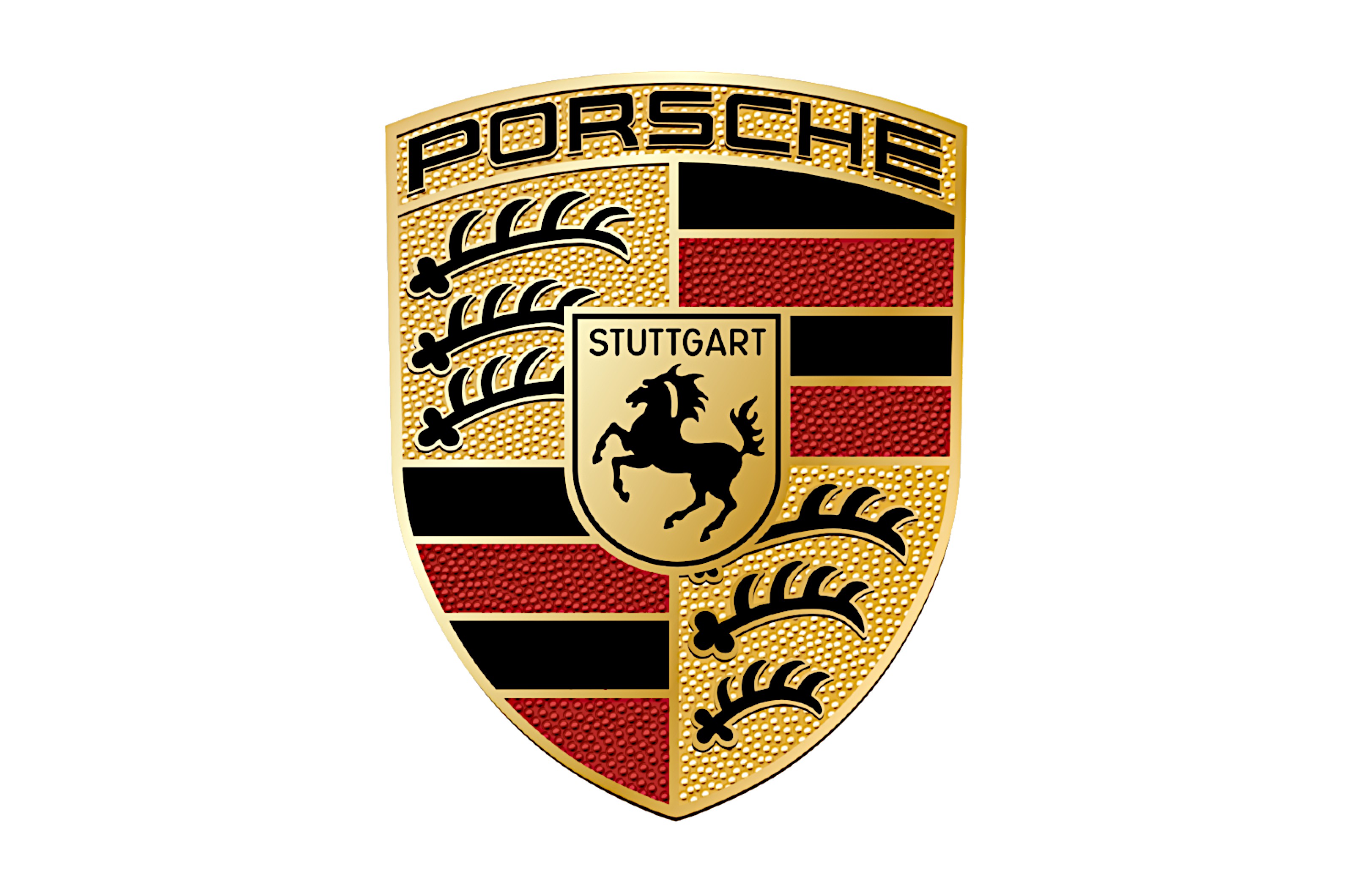 <p>The Porsche logo has hardly changed at all since it first appeared on the steering wheel of the 356 sports car in late 1952.</p>  <p>It’s based on the coat of arms of Württemberg-Hohenzollern, which existed at the beginning of that year but had been merged with two neighboring states to form the current Baden-Württemberg by the time the logo made its debut.</p>  <p>The shield has four quadrants, two showing three black antlers on a yellow background, the others showing the red and black stripes which formed the Württemberg-Hohenzollern state flag.</p>  <p>Within that shield is another containing the Ferrari-like prancing horse from both the flag and the coat of arms of Stuttgart, where Porsche is based.</p>