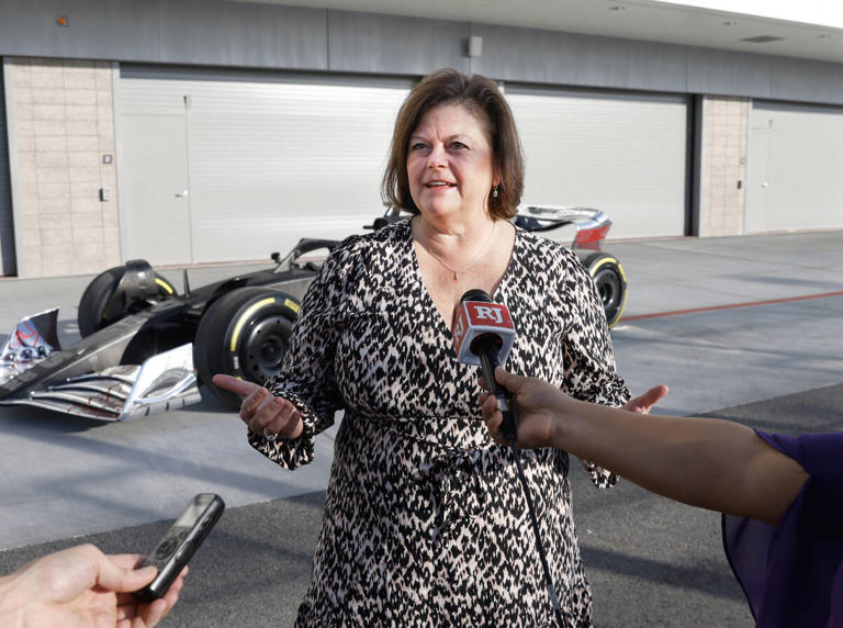 Las Vegas Grand Prix COO Betsy Fretwell speaks about the 2024 race ticket option during an interview with the Review-Journal, on Friday, March 22, 2024, in Las Vegas. (Bizuayehu Tesfaye/Las Vegas Review-Journal) @bizutesfaye