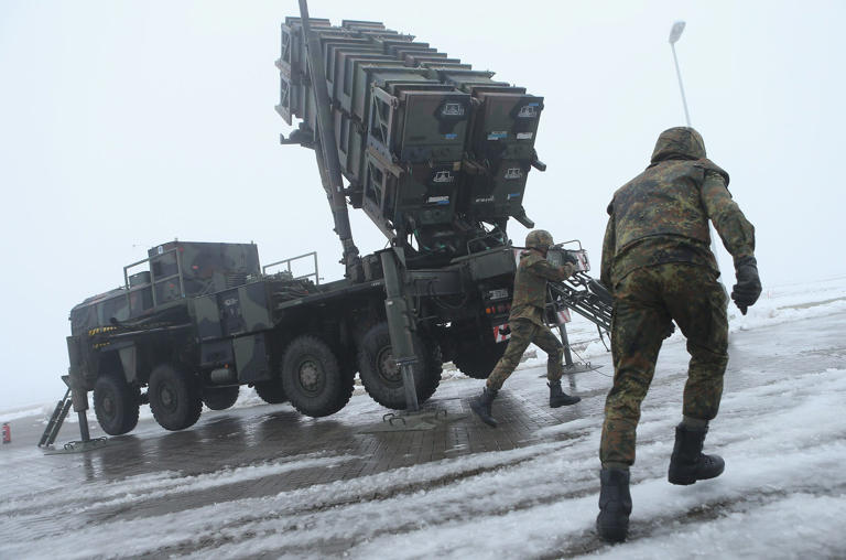 Members of the German Bundeswehr prepare a Patriot missile launching system in December 2012. Sean Gallup/Getty Images