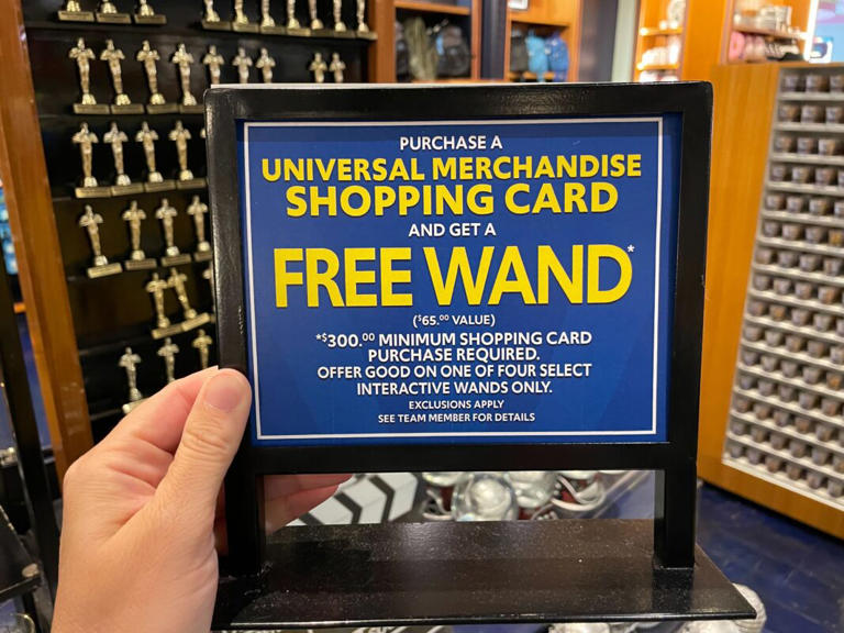 For the first time ever, guests can receive a free interactive wand to use in The Wizarding World of Harry Potter with the purchase of a gift card at Universal Orlando Resort. Free Interactive Wand at Universal Orlando Resort Signs around the resort advertise a free interactive wand with the purchase of a $300 shopping ... Read more