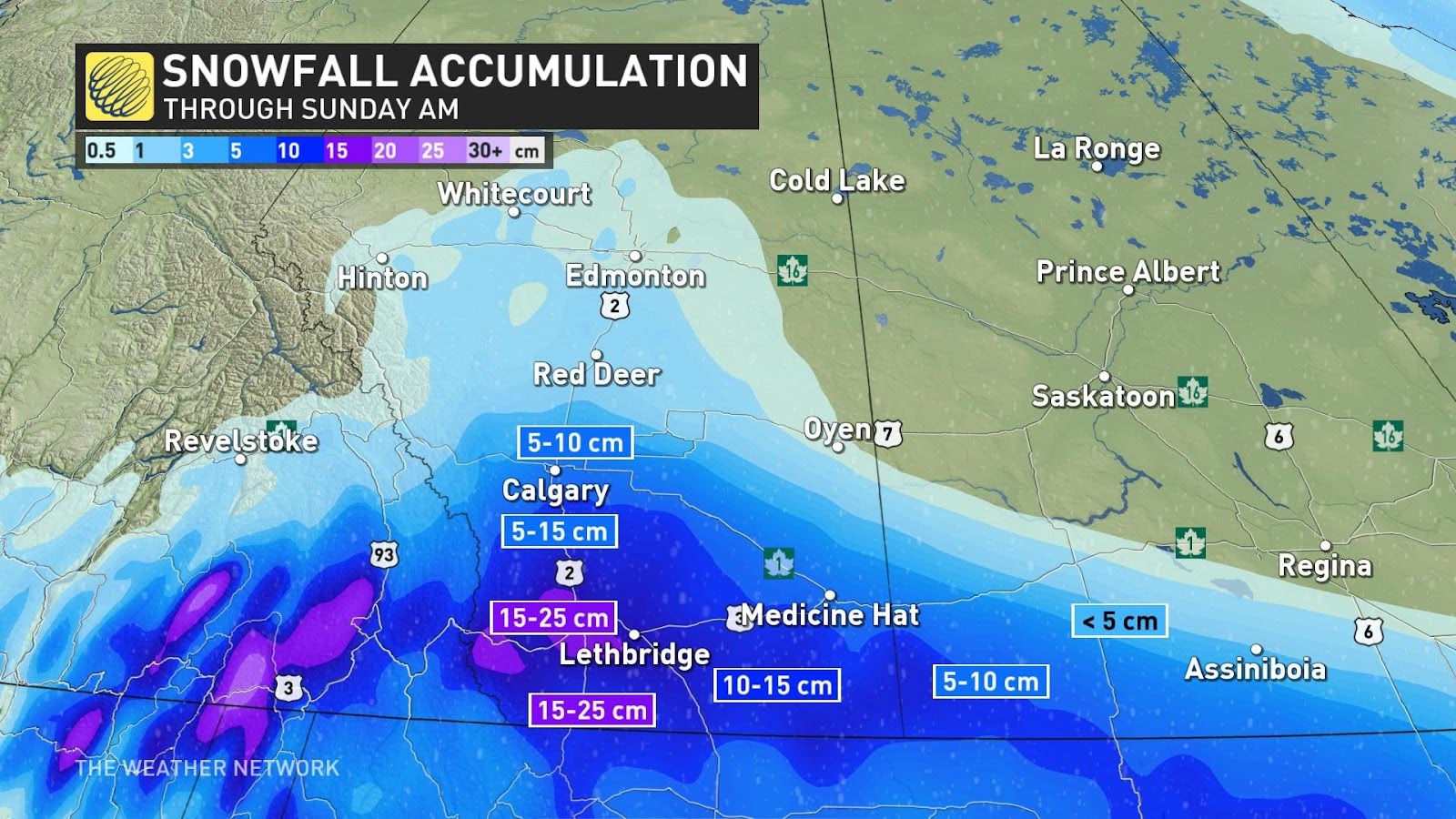 slow travel expected as alberta snows continue into sunday