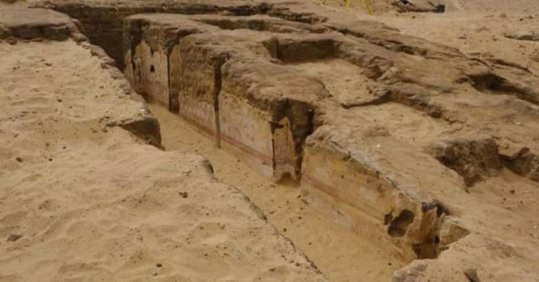 The tomb was discovered at the Dahshūr archaeological site south of the Saqqara Necropolis in Egypt. By: Facebook/Ministry of Tourism and Antiquities