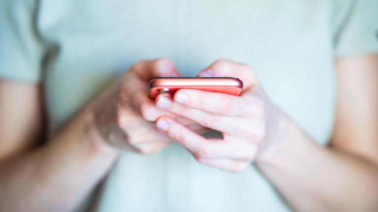 Woman using an Android phone